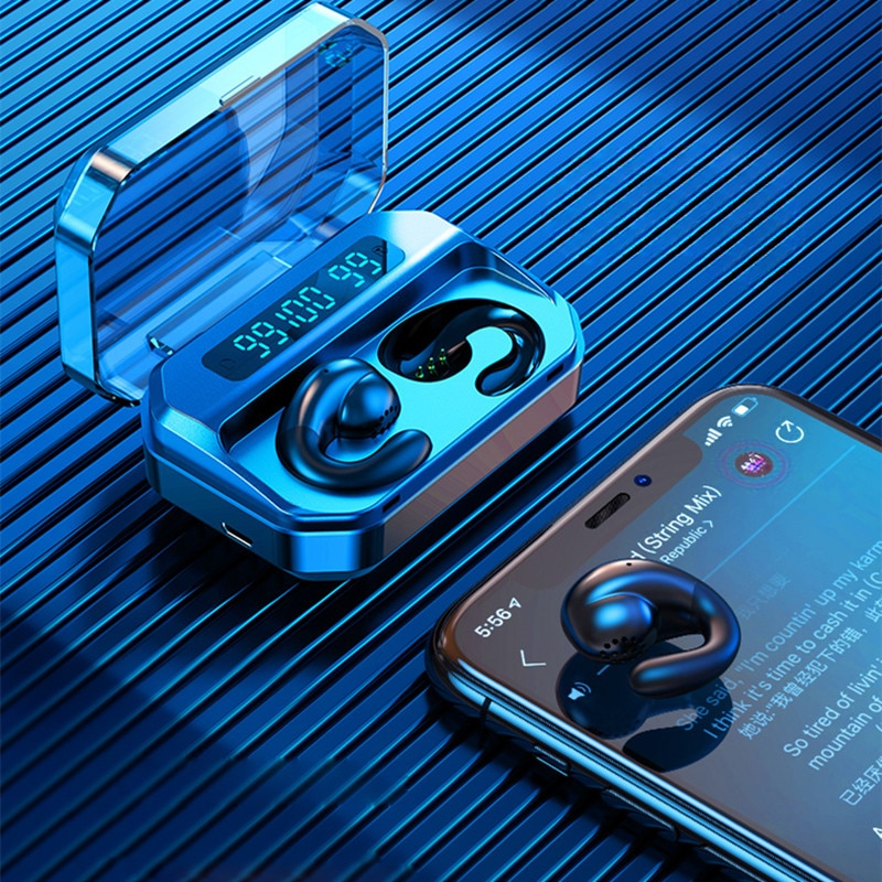 Fones de Ouvido TWS Condução Óssea com Cancelamento de Ruído