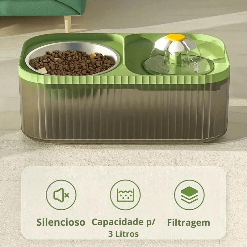 Fonte de Água e Comedouro Automático para Gatos e Cães - Bebedouro e Alimentador