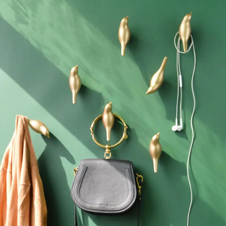 Ganchos de Parede Decorativos em Formato de Pássaros - Conjunto com 1 Peça