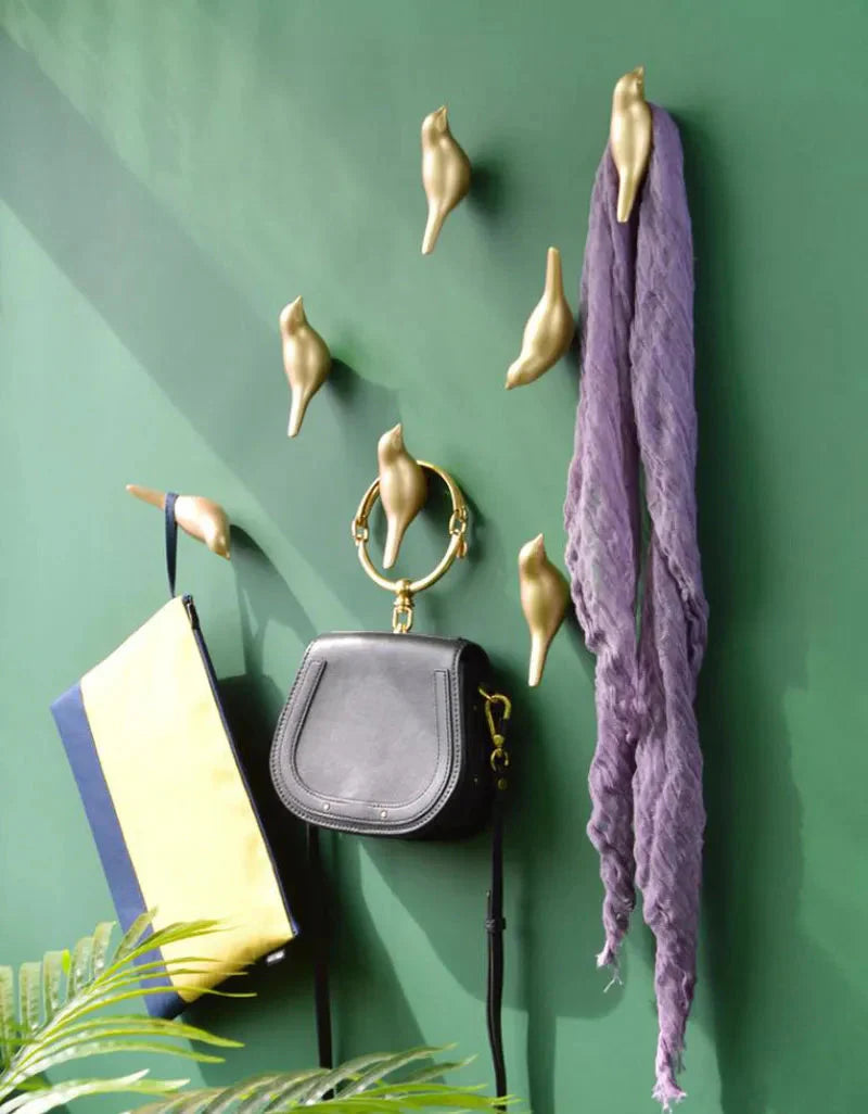 Ganchos de Parede Decorativos em Formato de Pássaros - Conjunto com 1 Peça