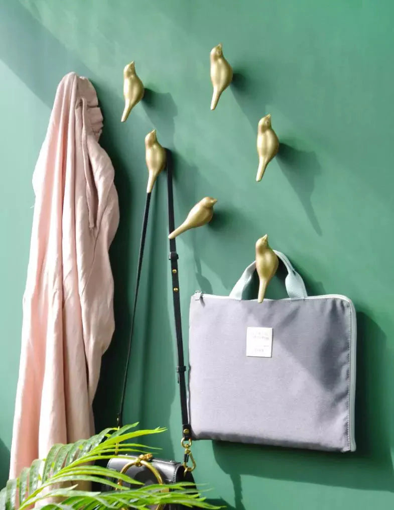 Ganchos de Parede Decorativos em Formato de Pássaros - Conjunto com 1 Peça