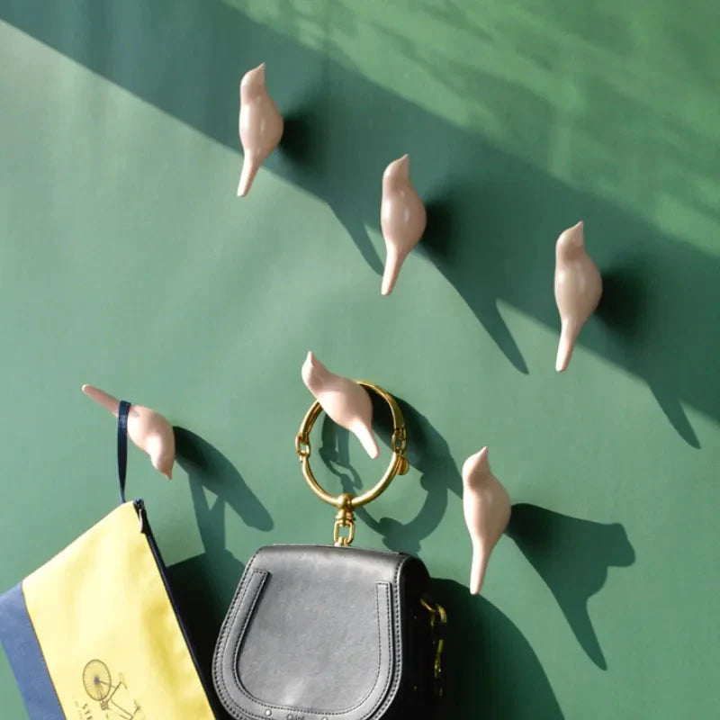 Ganchos de Parede Decorativos em Formato de Pássaros - Conjunto com 1 Peça