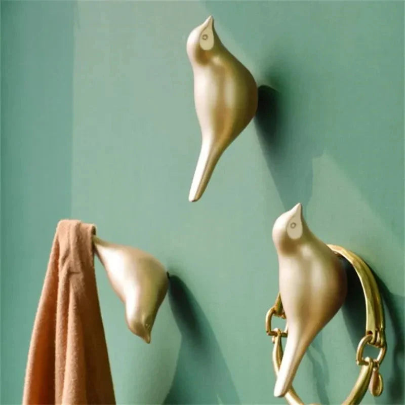 Ganchos de Parede Decorativos em Formato de Pássaros - Conjunto com 1 Peça