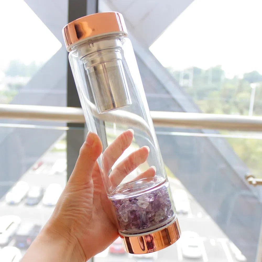 Garrafa de Cristal com Infusor para Bebidas Aromatizadas