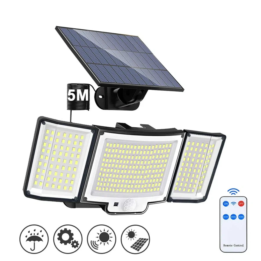 Holofote Solar LED 800W Triplo - Iluminação Eficiente para Exteriores - Tech Urbane