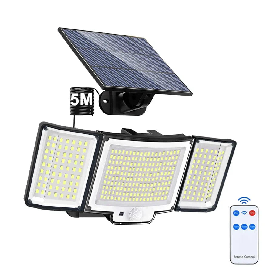 Holofote Solar LED 800W Triplo - Iluminação Eficiente para Exteriores - Tech Urbane