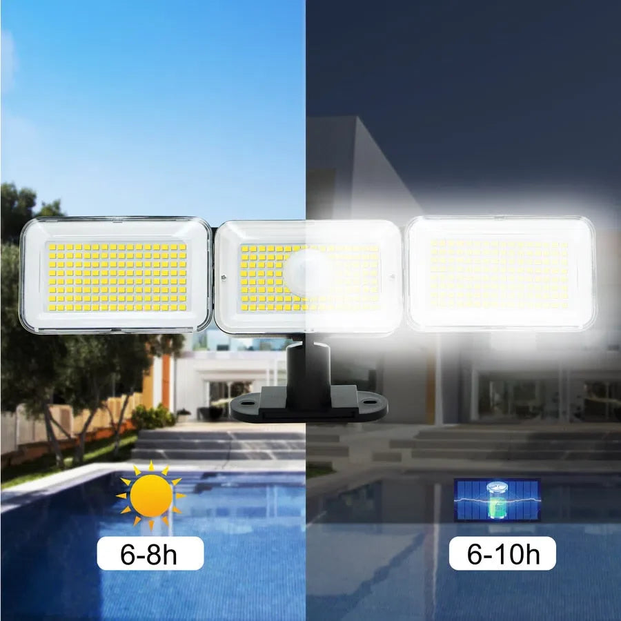 Holofote Solar LED 800W Triplo com 3 Cabeças - Iluminação Ecológica para Ambientes Externos