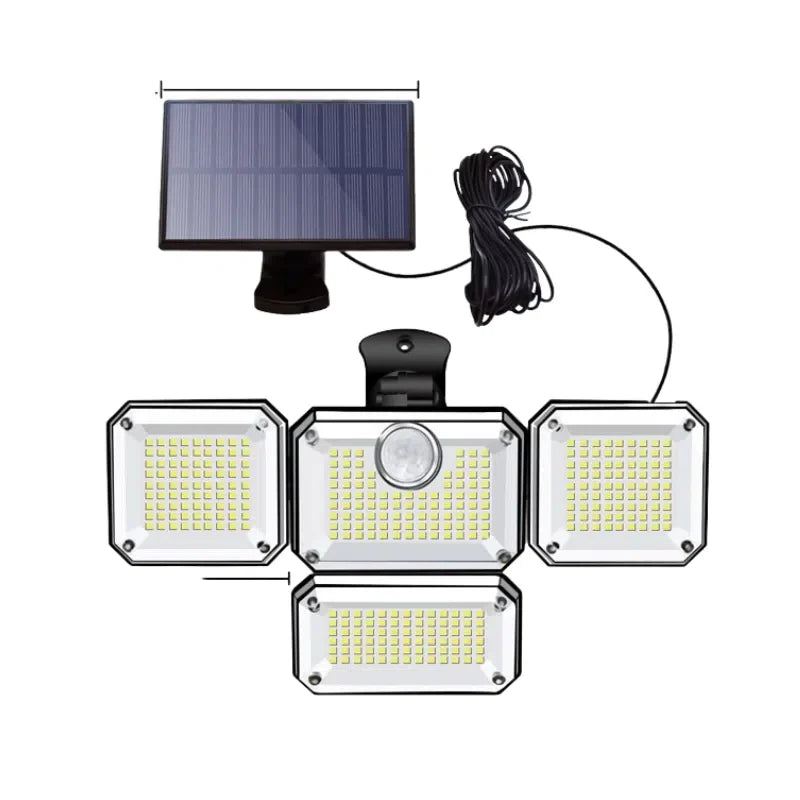 Holofote Solar LED 800W Triplo com 3 Cabeças - Iluminação Ecológica para Ambientes Externos