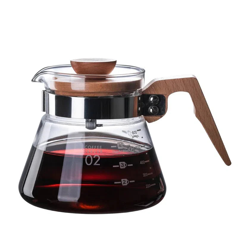 Jarra de Cafeteira de Vidro com Acabamento em Bambu - Elegante e Funcional