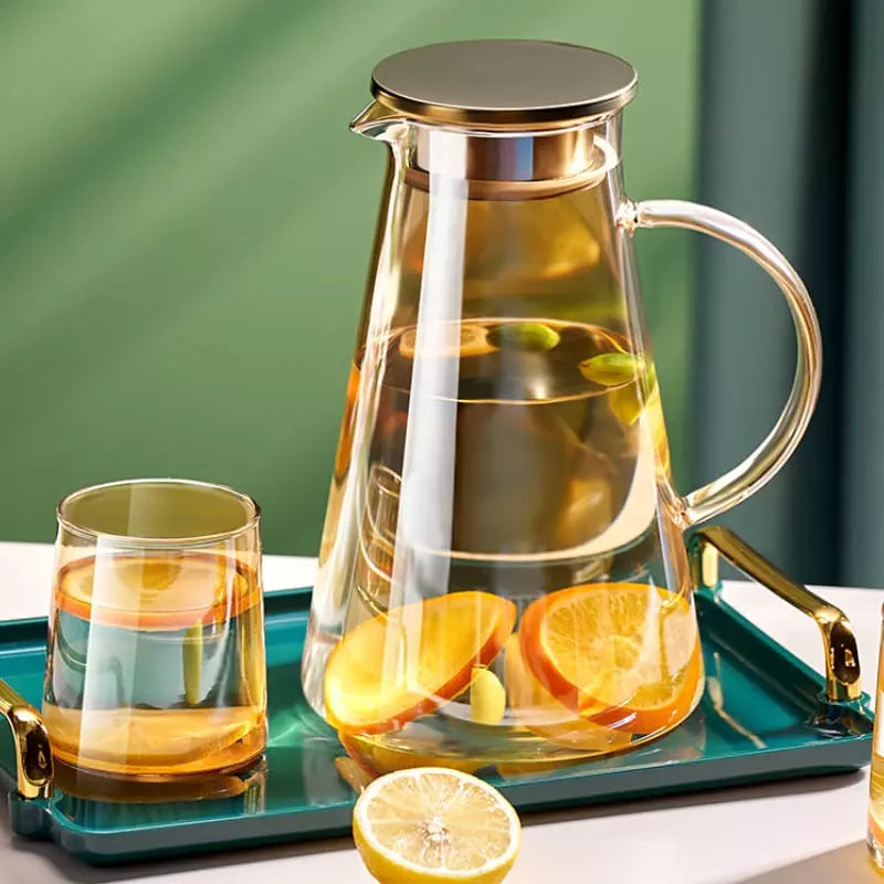 Jarra de Vidro 2L com Tampa de Borossilicato - Ideal para Bebidas