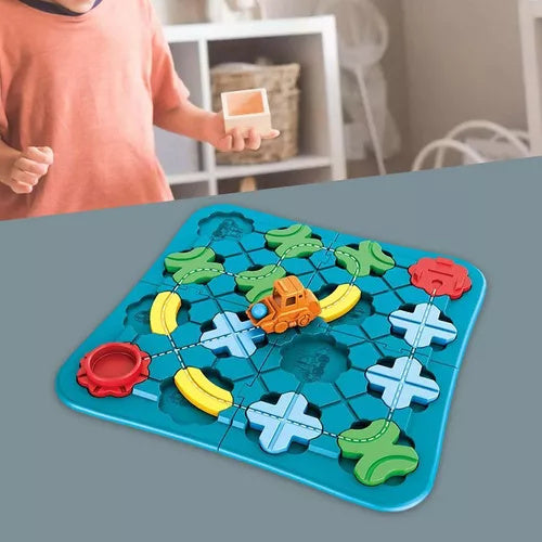 Jogo de Desafios Lógicos Montessori com Carrinho - Brinquedo Educativo SmartPlay