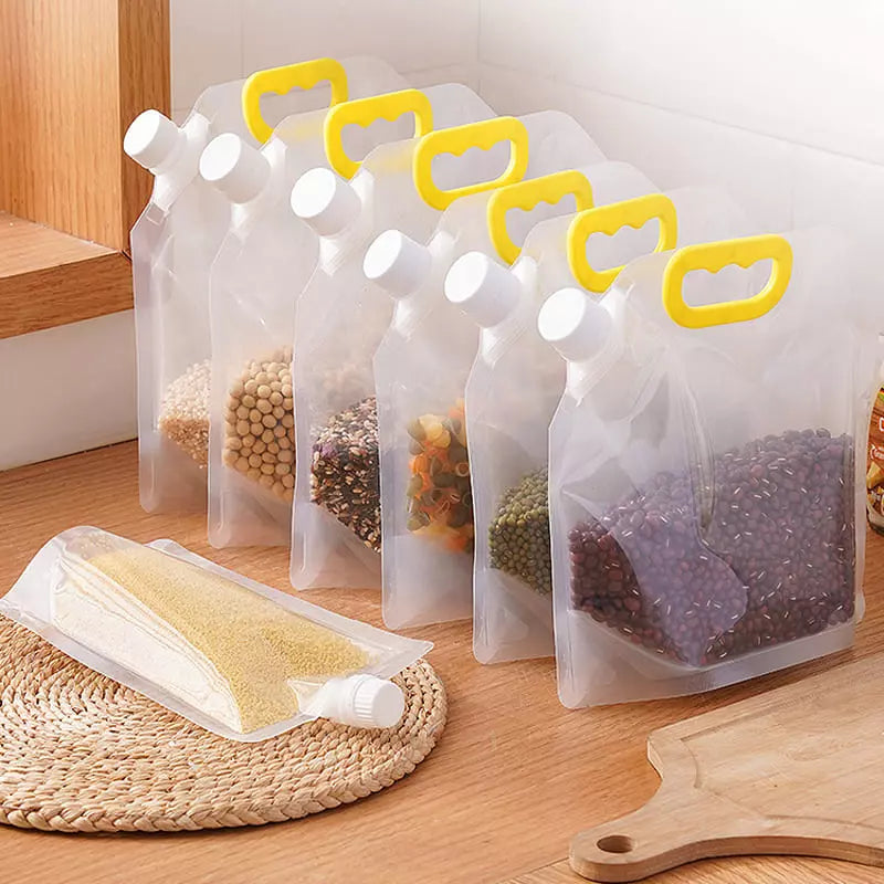 Kit com 10 Sacos de Armazenamento para Alimentos - Dispenser Prático e Reutilizável