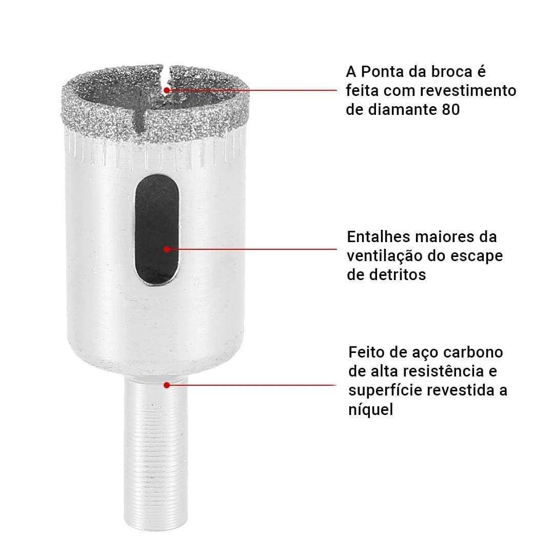 Kit de 10 Brocas com Bicos de Furo Diamantados para Serra Copo