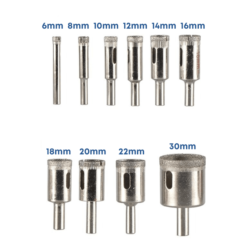 Kit de 10 Brocas com Bicos de Furo Diamantados para Serra Copo