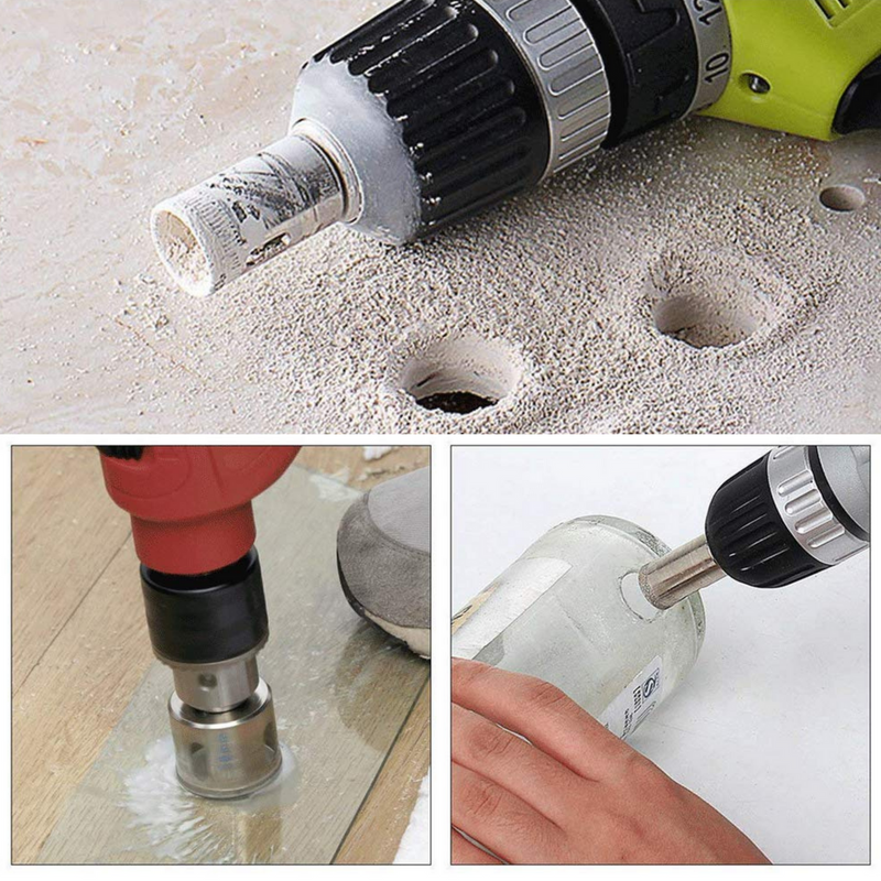 Kit de 10 Brocas com Bicos de Furo Diamantados para Serra Copo