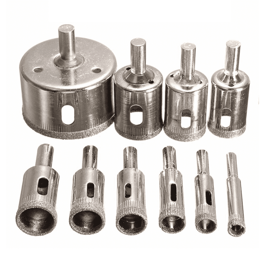 Kit de 10 Brocas com Bicos de Furo Diamantados para Serra Copo
