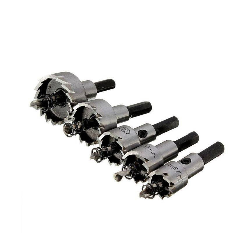 Kit de 5 Brocas Serra Copo de Titânio para Corte em Ferro, Aço e Metal