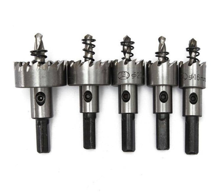 Kit de 5 Brocas Serra Copo de Titânio para Corte em Ferro, Aço e Metal