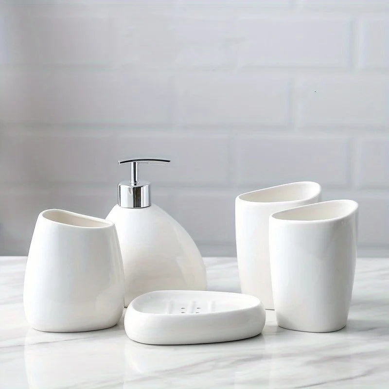 Kit de Acessórios para Banheiro Sofisticado 5 Peças - Conjunto Completo para Decoração
