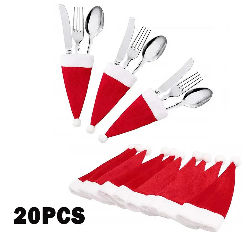 Kit de Decoração para Mesa Posta de Natal com Protetores de Talheres