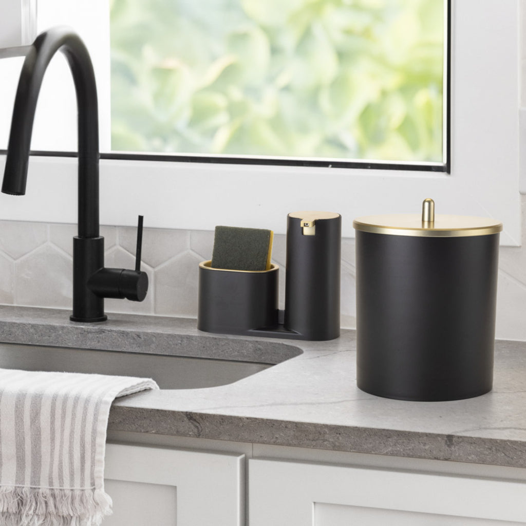 Kit de Lixeira para Cozinha 5L com Dispenser de Detergente Luxo