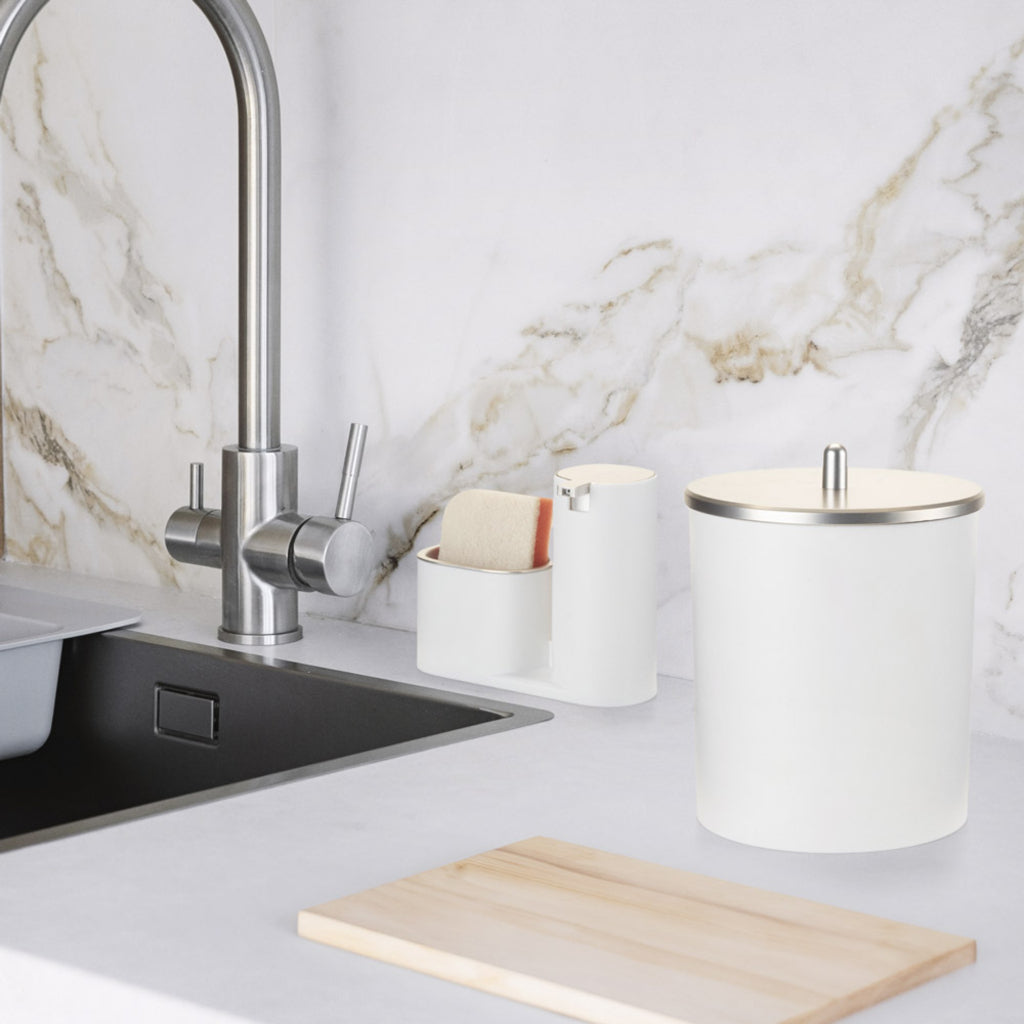 Kit de Lixeira para Cozinha 5L com Dispenser de Detergente Luxo