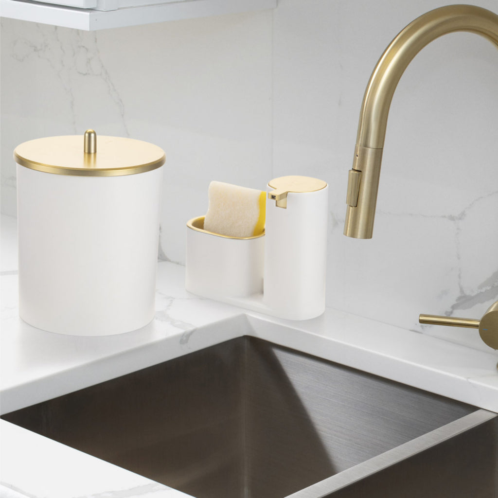 Kit de Lixeira para Cozinha 5L com Dispenser de Detergente Luxo