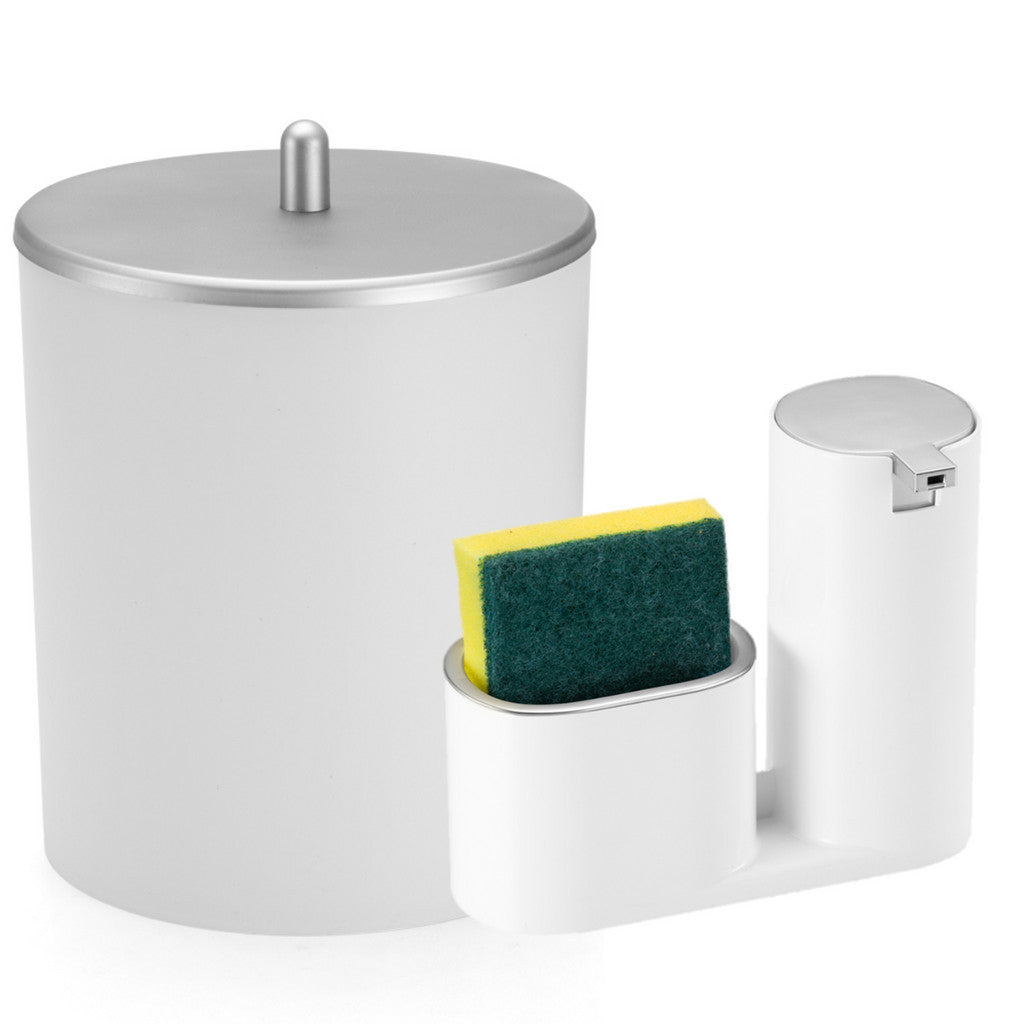 Kit de Lixeira para Cozinha 5L com Dispenser de Detergente Luxo