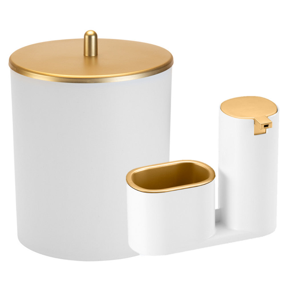 Kit de Lixeira para Cozinha 5L com Dispenser de Detergente Luxo