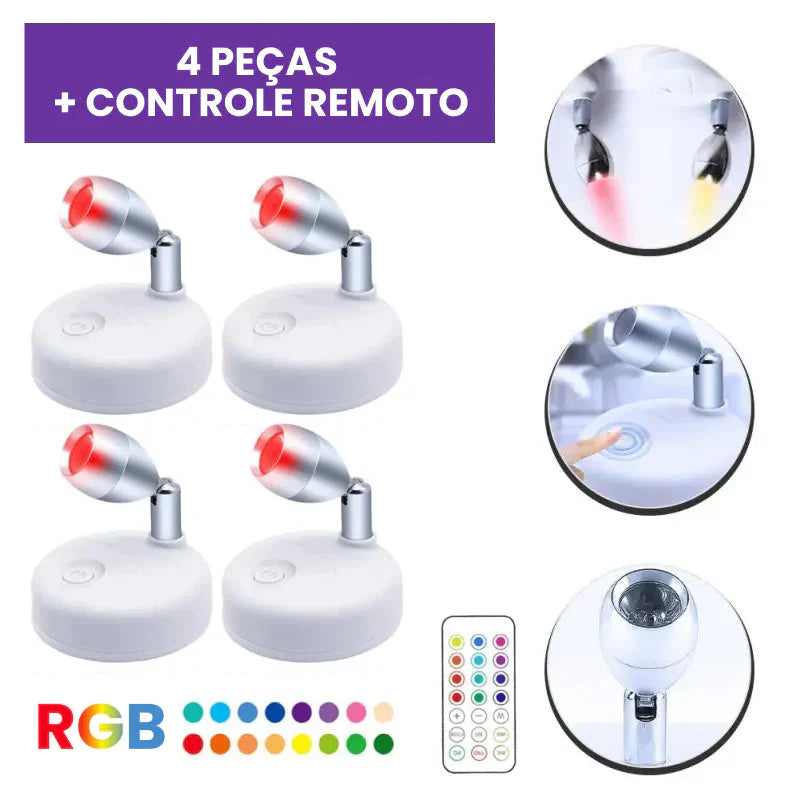 Kit de Spots de Luz RGB LED para Iluminação Ambientes