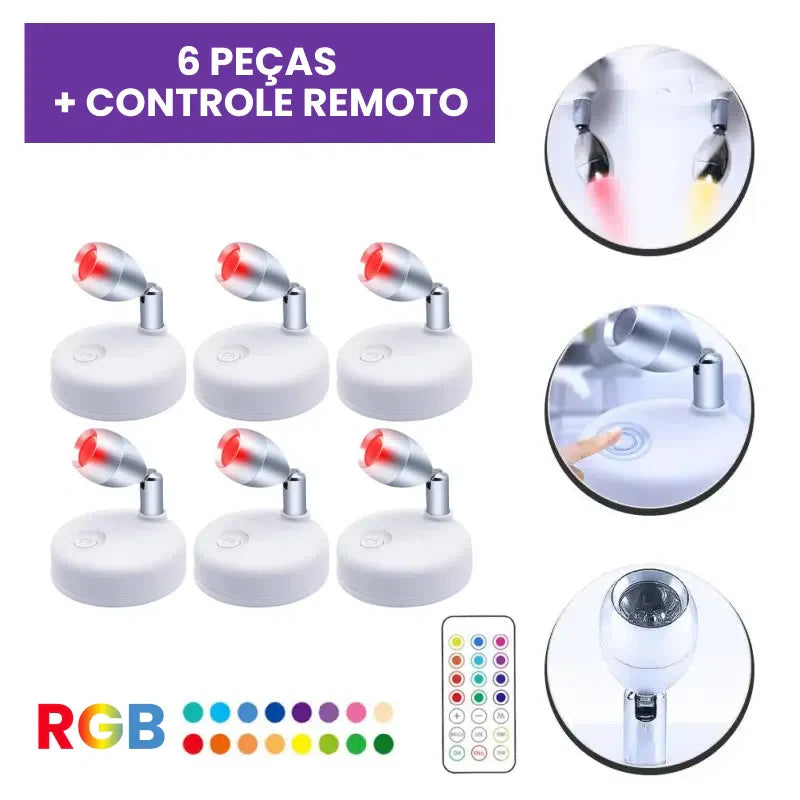 Kit de Spots de Luz RGB LED para Iluminação Ambientes