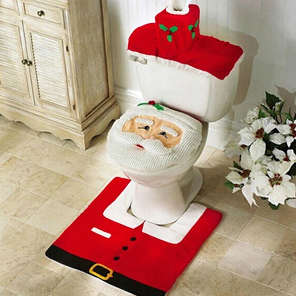 Kit de Tapetes de Banheiro para Decoração de Natal - Conjunto Festivo