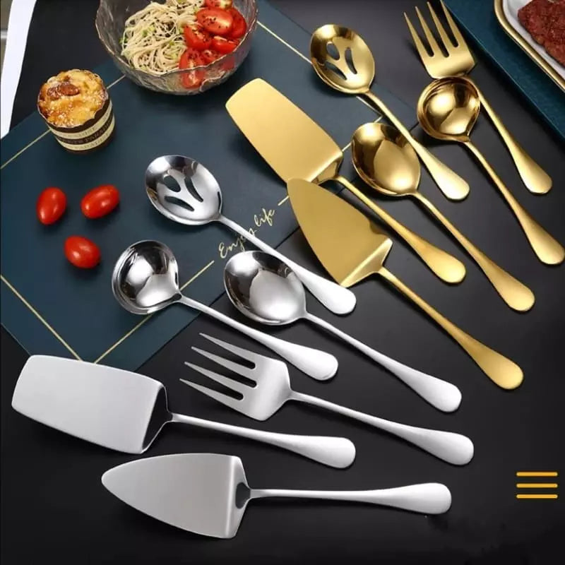 Kit de Utensílios de Cozinha em Inox Dourado - 6 Peças