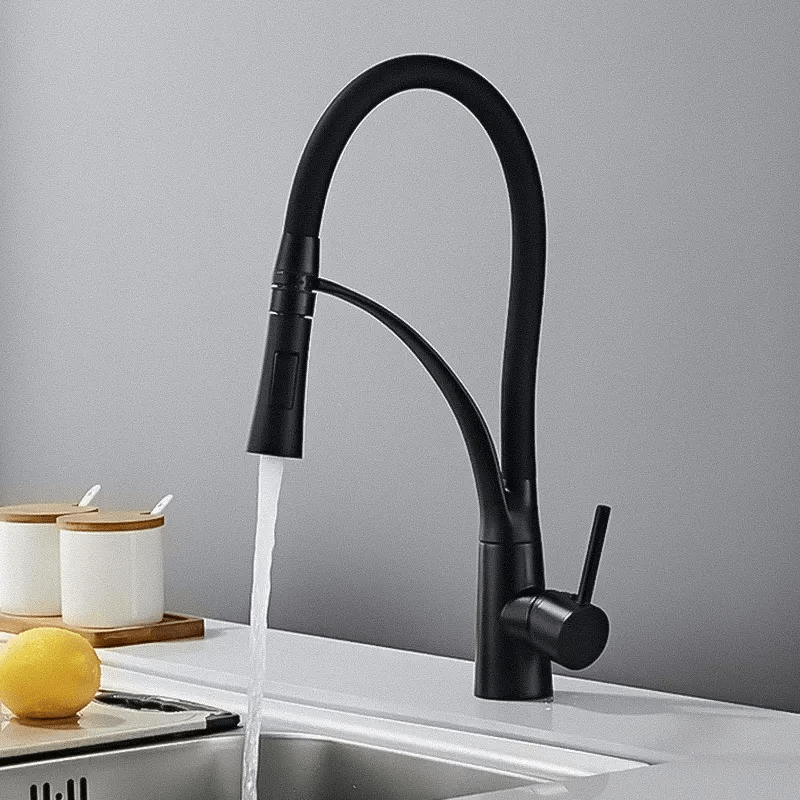 Conjunto de Cuba de Cozinha Gourmet em Aço Inox com Torneira Flexível Preta