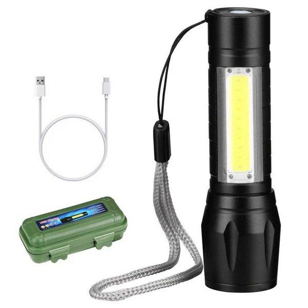Lanterna Tática Recarregável USB com Super LED e Função Zoom
