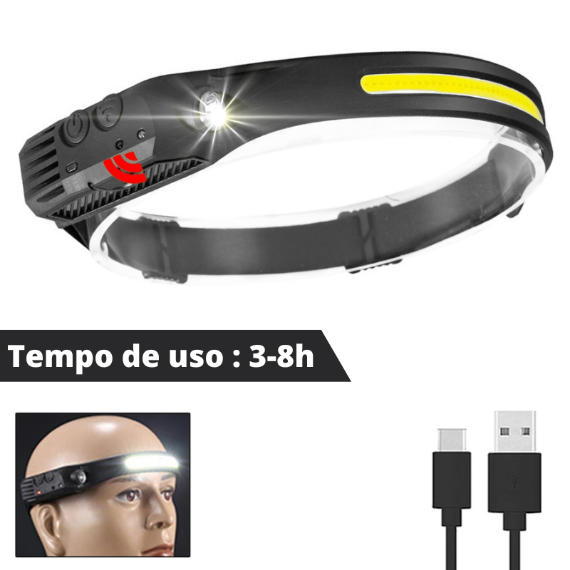 Lanterna de Cabeça Recarregável USB com Sensor de Movimento - Ideal para Camping e Atividades ao Ar Livre