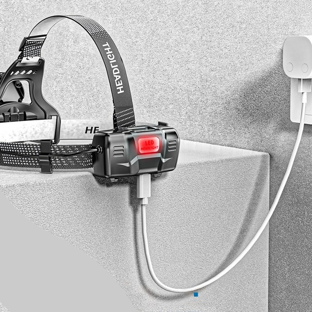 Lanterna de Cabeça Recarregável USB com Zoom Super Potente