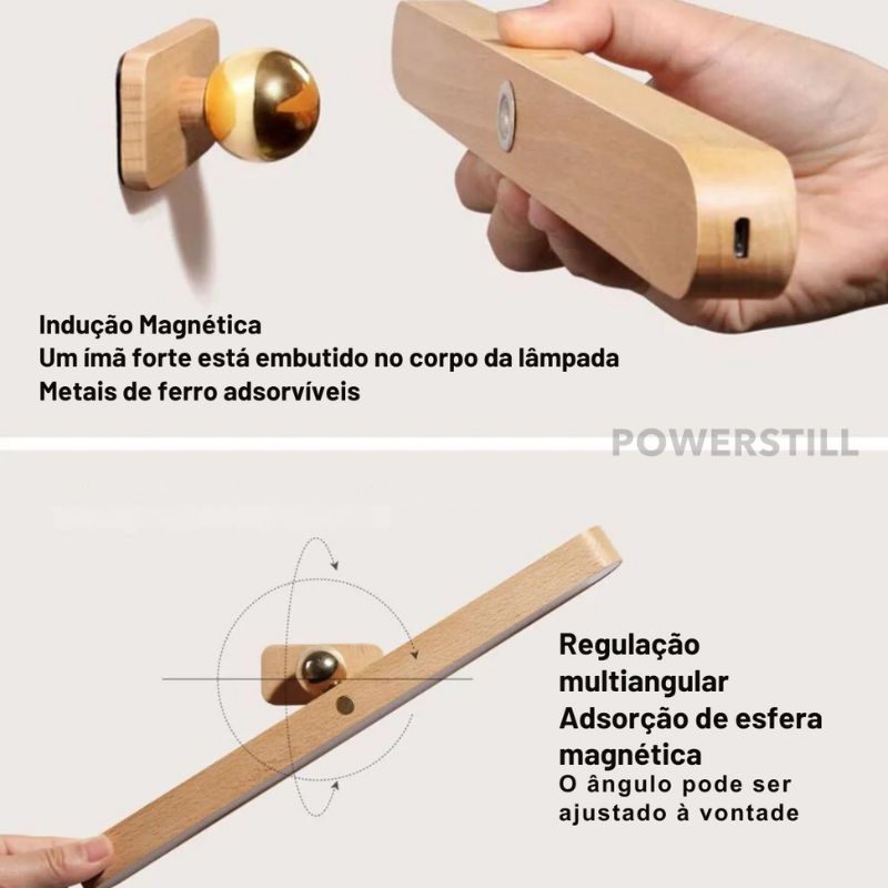 Luminária LED Touch Sem Fio Aura Lux em Madeira – Iluminação Moderna e Elegante