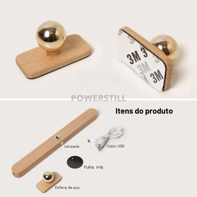 Luminária LED Touch Sem Fio Aura Lux em Madeira – Iluminação Moderna e Elegante