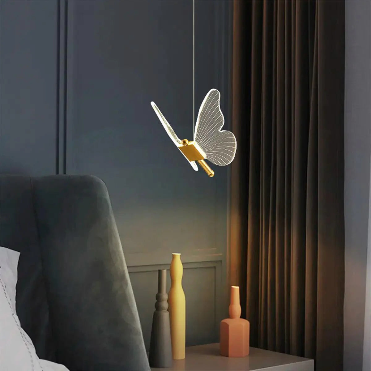 Luminária Pendente Borboleta em Cristal para Iluminação Decorativa