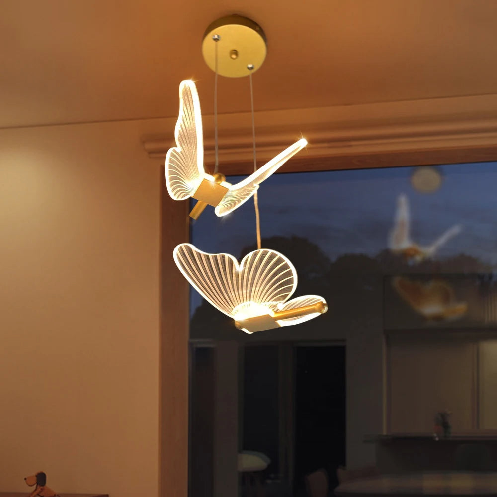 Luminária Pendente Borboleta em Cristal para Iluminação Decorativa