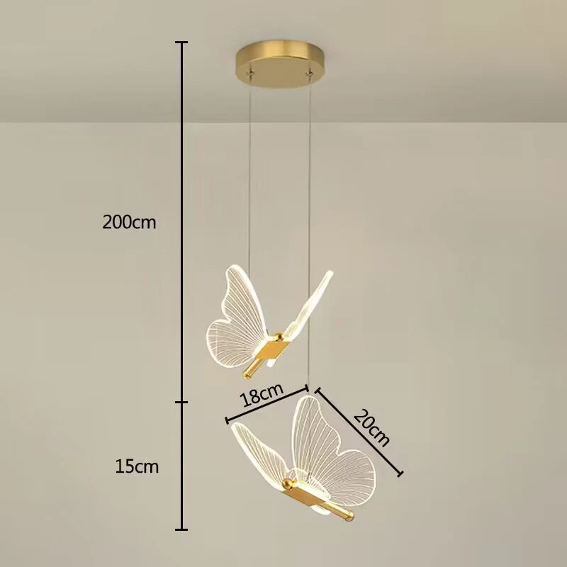 Luminária Pendente Borboleta em Cristal para Iluminação Decorativa