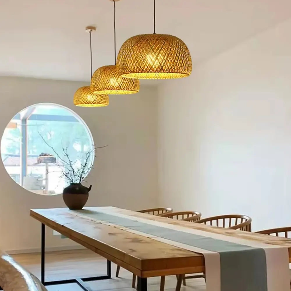 Luminária Pendente de Bambu Organic Loom - Design Sustentável e Elegante