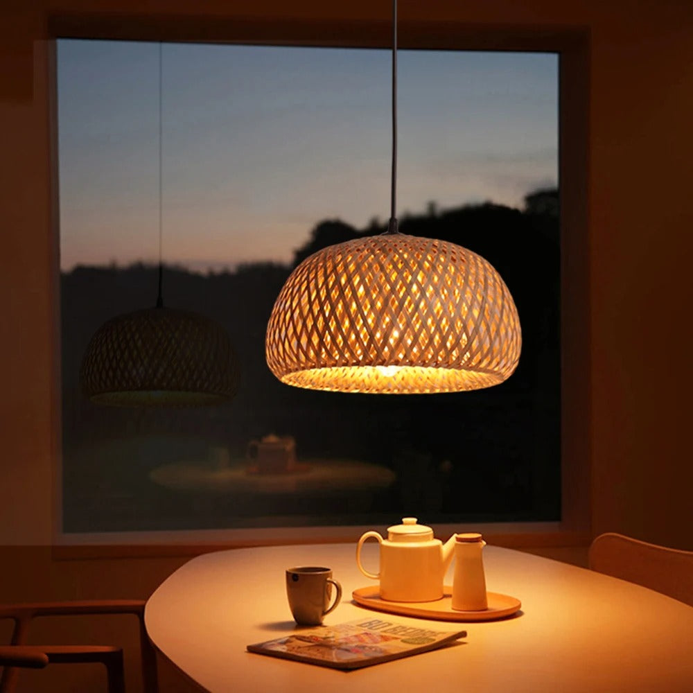 Luminária Pendente de Bambu Organic Loom - Design Sustentável e Elegante