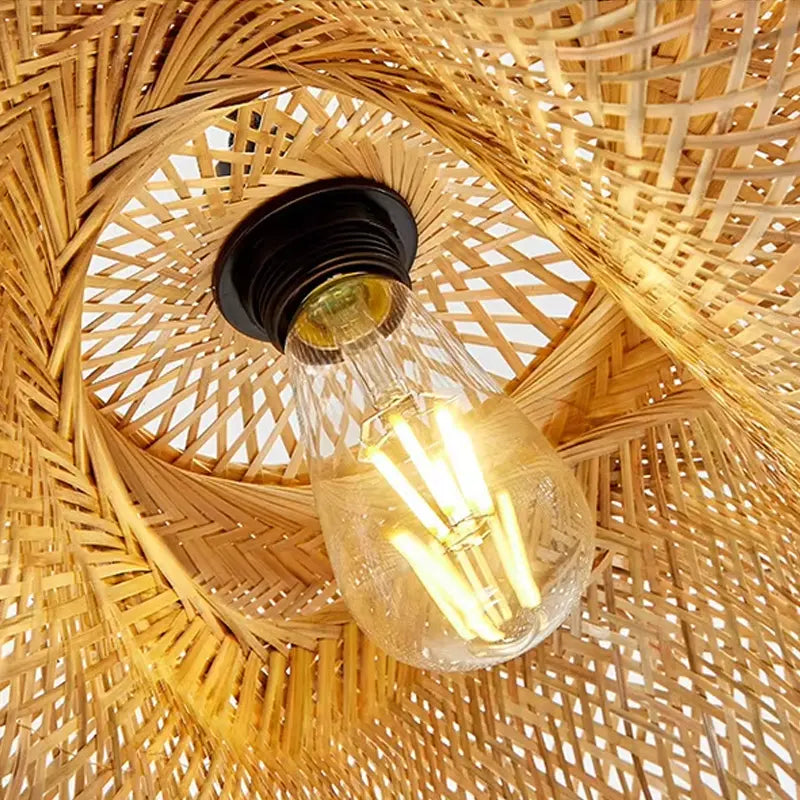 Luminária Pendente de Bambu Rattan Estilo Honolulu