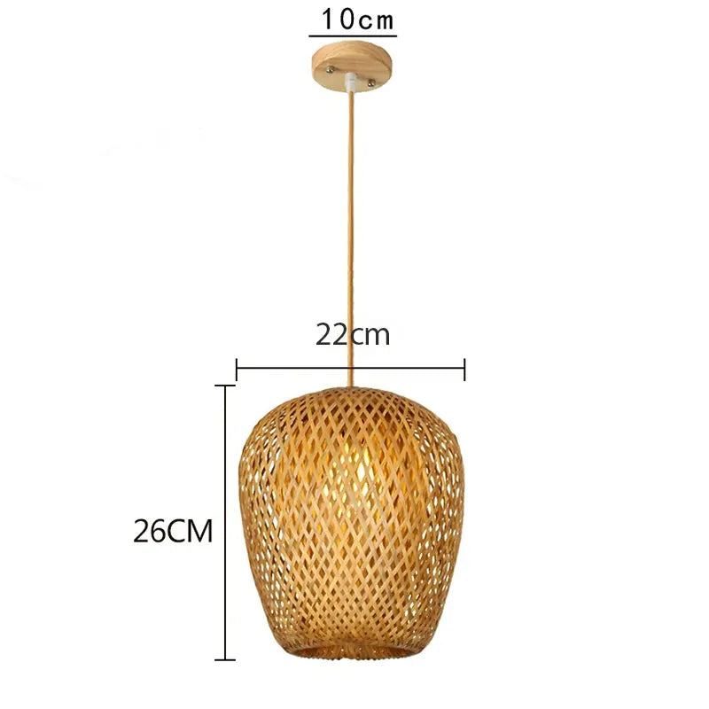 Luminária Pendente de Bambu e Rattan - Iluminação Decorativa para Ambientes