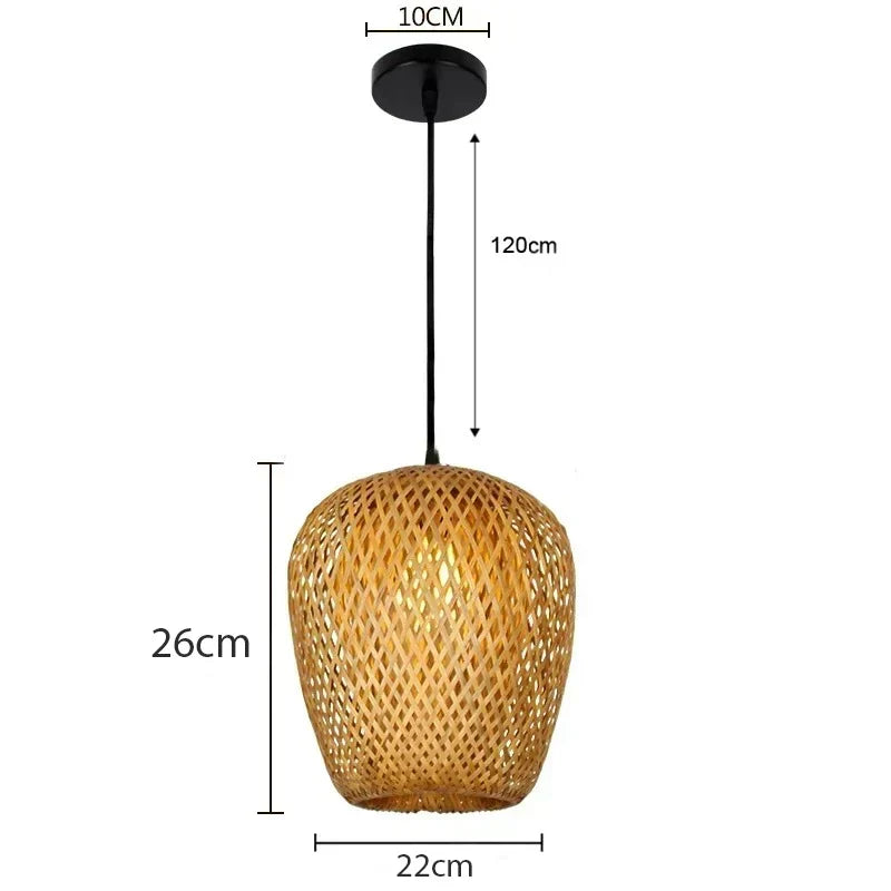 Luminária Pendente de Bambu e Rattan - Iluminação Decorativa para Ambientes