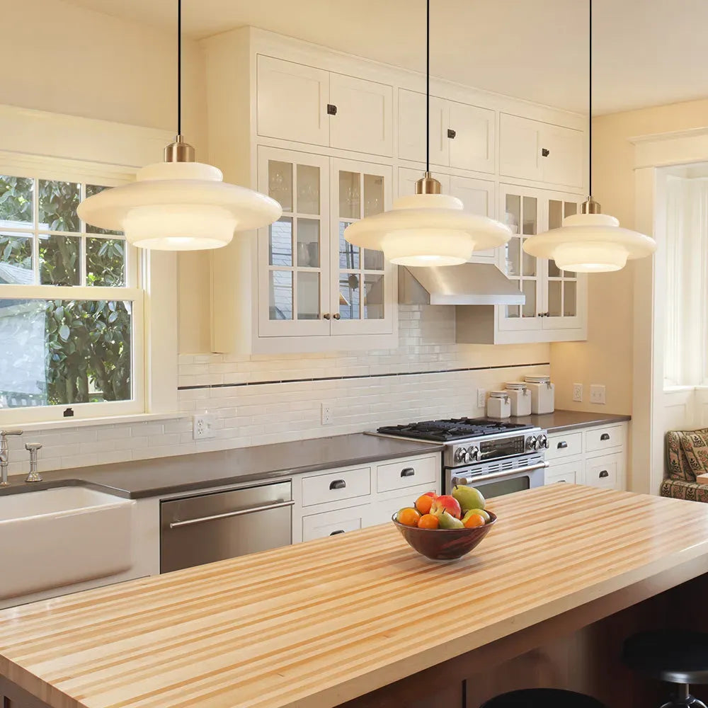 Luminária Pendente de Vidro Branco - Luminária Art Glass Elegante para Iluminação de Ambientes