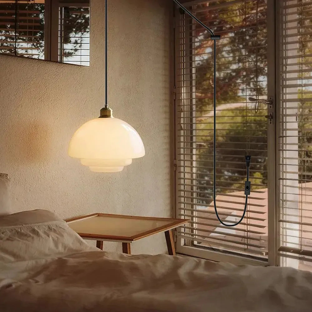 Luminária Pendente de Vidro Branco - Luminária Art Glass Elegante para Iluminação de Ambientes