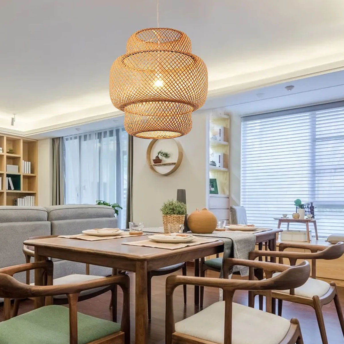 Luminária Pendente em Bambu Natural - Design Elegante para Decoração